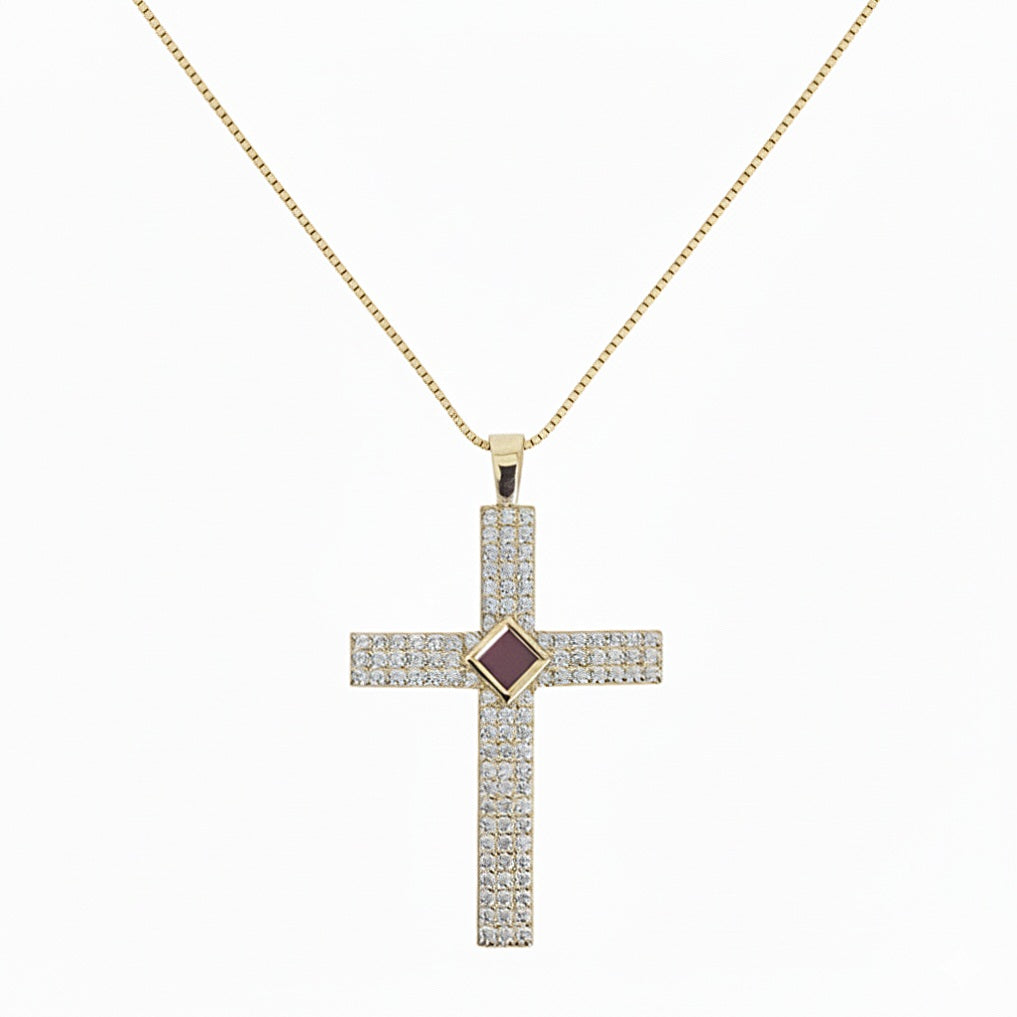 Gemstone Cross  Gold with Diamond 1.1 carat (Color: G, Clarity: VS)