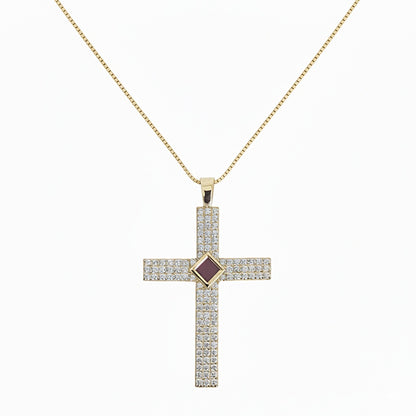 Gemstone Cross  Gold with Diamond 1.1 carat (Color: G, Clarity: VS)