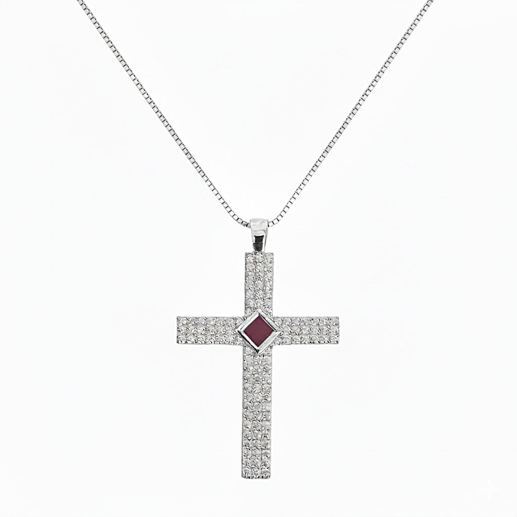 Gemstone Cross  Gold with Diamond 1.1 carat (Color: G, Clarity: VS)