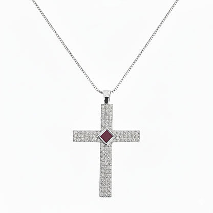 Gemstone Cross  Gold with Diamond 1.1 carat (Color: G, Clarity: VS)