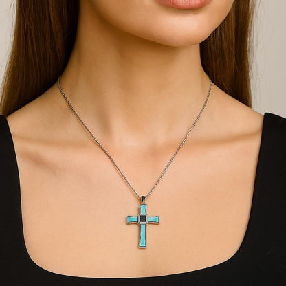 Holy World Larimar Cross Necklace